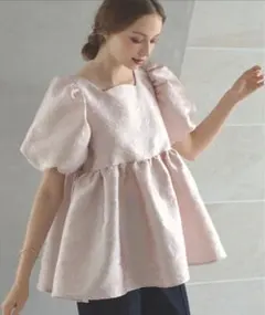 パフスリーブ フリル チュニック ピンク fit more フィットモア - メルカリ