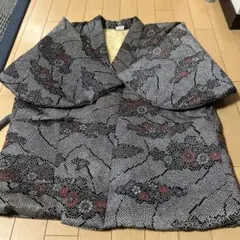 和柄 どてら 半纏 ブラック　ちゃんちゃんこ　昭和レトロ　日本