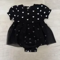 Cottoli ハート柄 ロンパース ブラック