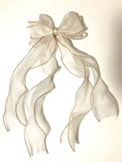 【底値‼️】髪飾り リボン ホワイト ピンクゴールド