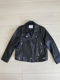 ZARA 黒 フェイクレザーライダース　サイズ8 128cm