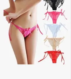 レースリボン付きTバック 5色セット