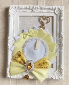 【ハンドメイド】ロゼット　痛ロゼット　パステルイエロー　シンプル