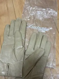 Luciano ベージュ レザー手袋　未使用品、袋付き