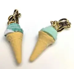 ハンドメイド アイスクリームイヤリング ミントグリーン❤️
