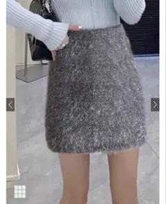 試着のみ L チャコールファー タイトスカート