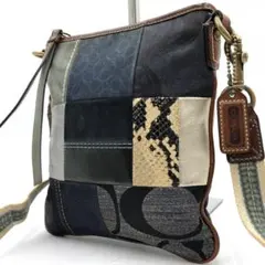COACH キャニオン パッチワーク デニム ショルダーバッグ クロスボディ
