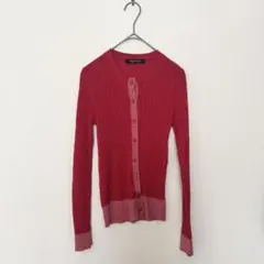 ROSE BUD 赤 リブ編み カーディガン