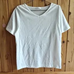 navy Vネック 半袖 Tシャツ M 白 ホワイト レディース トップス 夏のサムネイル