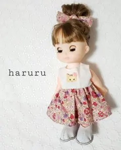 メルちゃん服　ソランちゃん服　コルネちゃん服　レミンちゃん服　ねこ花柄レッド