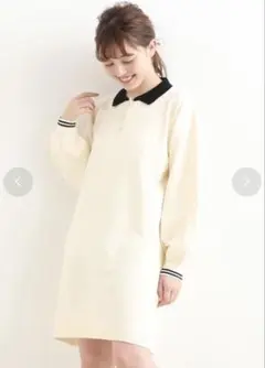 クリーニング済み　マジェスティックレゴン　ポロシャツ風ニットワンピース M