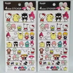 2014 サンリオ キャラクター 4 サイズ ステッカー 同柄 2シート セット
