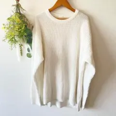 T0164 ジーユー　美品　ニット　白　薄手　可愛い　Lサイズ　ゆったり　セール