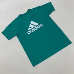 adidasVネック ロゴTシャツ 半袖グリーン L