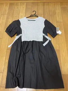 断捨離★【カットソーコンビ】5部袖ワンピース