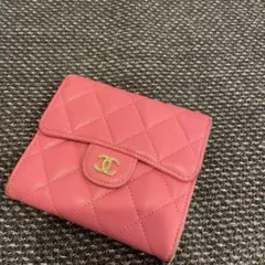 CHANEL ピンク キャビアスキン三つ折り財布