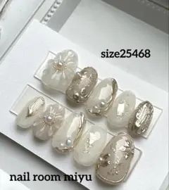 【現品】ぷっくりフラワーネイルチップ　成人式　振袖　卒業式　結婚式　韓国