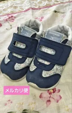 ❀ネイビー花柄❀MIKI HOUSE MIZUNO コラボ ベビーシューズ