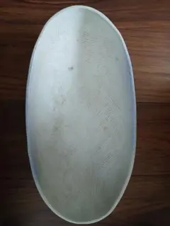 陶器製 脚付き楕円形鉢花皿