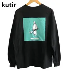 クティール　ブラック　Tシャツ　長袖　バックプリント　アニマル　ワンポイント　犬