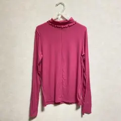 WEGOフリル付きハイネック長袖トップス ピンク