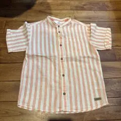 H&M 半袖シャツ オレンジと白のストライプ 6-7歳