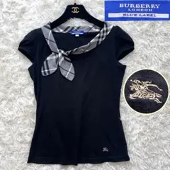 美品✨バーバリーブルーレーベル　ボウタイ　カットソー　ノバチェック　ホース刺繍M