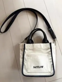 BAYFLOW スクエア　2wayショルダーバッグ　アイボリー×ブラックのサムネイル