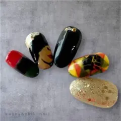 ネイルチップ 〜アフリカン3〜 エキゾチック 民族 黒 オーダー ジェルネイル