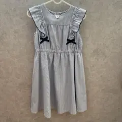 ショパン　ストライプ フリル ノースリーブワンピース 110cm