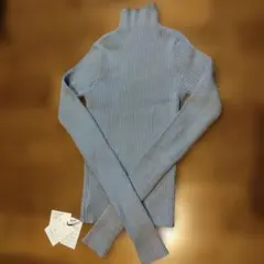タートルネック ニット 長袖 S ライトブルー