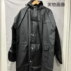 レインコート ロング つば付き 自転車 カッパ ポンチョ 黒 通学 通勤 XLのサムネイル