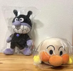 【新品未開封】ふわりんスマイルぬいぐるみ 2点セット アンパンマン ばいきんまん