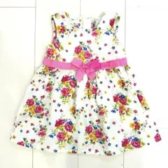 Motherways 花柄ワンピース ピンク リボン 90cmのサムネイル
