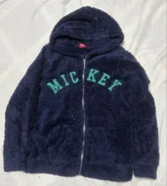 ミッキー フリースジャケット パーカー ネイビー モコモコ　長袖 フード付