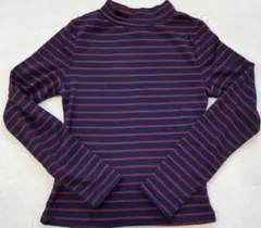 新品タグ付き ハイネックニット ボーダートップス ネイビー