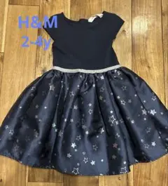 H&M ネイビー 星柄 ワンピース 2-4Y