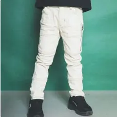 ワスク WASK サイズ120 ダブルニーデニムスキニーパンツ オフホワイト