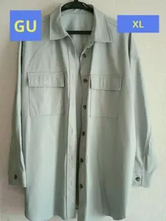 GUフェイクレザーオーバーシャツ　ジャケット　XL