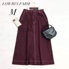 ローリーズファーム/ロングスカート/ボルドー配色ステッチ/コットン/Mのサムネイル