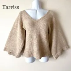 a0851【ハリス】ウールシルク混Vネックニットプルオーバー フリーサイズのサムネイル