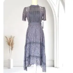 新品 タグ付 M リュクスブリエ ドリードール パーティドレス グレイブルー