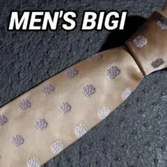 L331MB ◆ MEN'S BIGI 日本製 小紋柄刺繍 ベージュ系 ネクタイのサムネイル