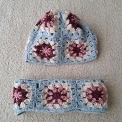 ハンドメイド キッズ ニット帽&スヌード 2点セット