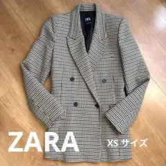 ZARA チェック柄 ダブルブレストジャケット　アウター　XSサイズ