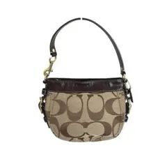 Coach コーチ アクセサリーポーチ アイボリー シグネチャー ハンドバッグ A472【美品】COACH／コーチ アクセサリーポーチ ハンドバッグ