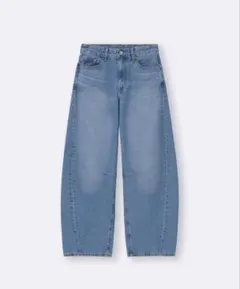 美品 GU バレルレッグジーンズ BLUE Lサイズ