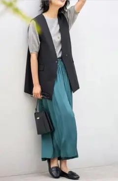 any FAM ストレッチ　イージーケア　ジレ　ベスト　黒　ブラック