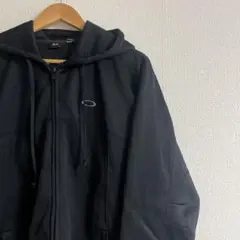 90's - 00's OAKLEY ジップアップパーカー 刺繍ロゴ ブラック