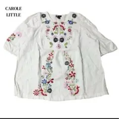 CAROLE LITTLE 刺繍　ブラウス　3X リネン100％　ホワイト